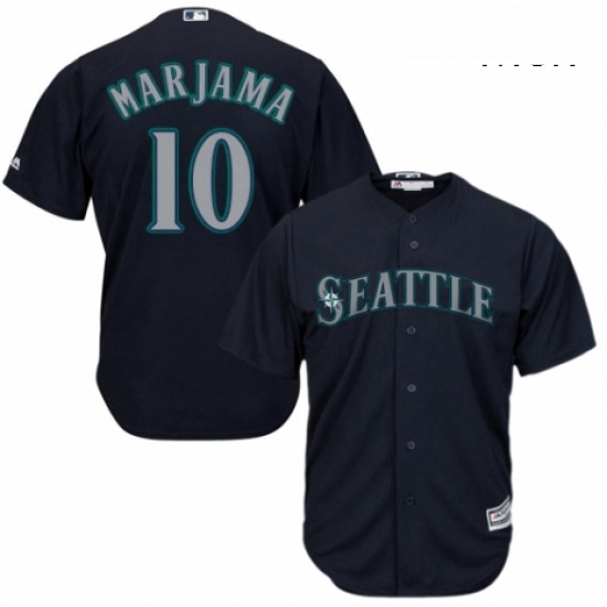 Mens Majestic Seattle Mariners 10 Mike Marjama Replica Navy Blue