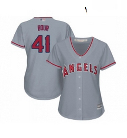 Womens Los Angeles Angels of Anaheim 41 Justin Bour Replica Grey Road Cool Base Baseball Jersey