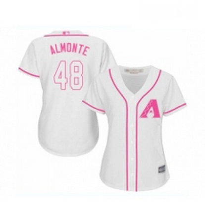 Womens Arizona Diamondbacks 48 Abraham Almonte Replica White Fashion Baseball Jersey