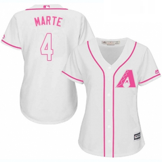 Womens Majestic Arizona Diamondbacks 4 Ketel Marte Authentic White Fashion MLB Jersey