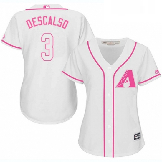 Womens Majestic Arizona Diamondbacks 3 Daniel Descalso Replica White Fashion MLB Jersey