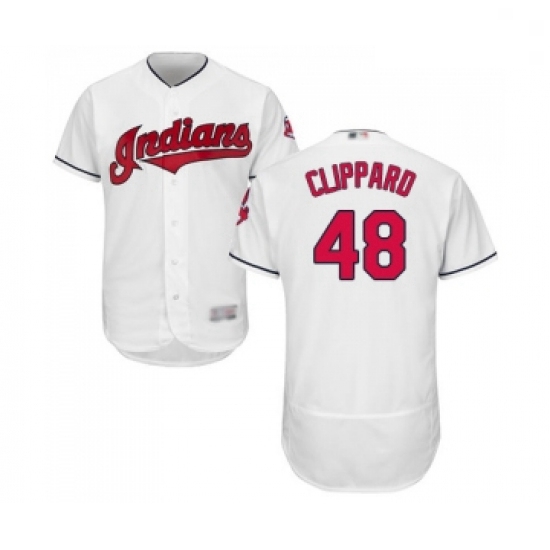 Mens Cleveland Indians 48 Tyler Clippard White Home Flex Base Authentic Collection Baseball Jersey