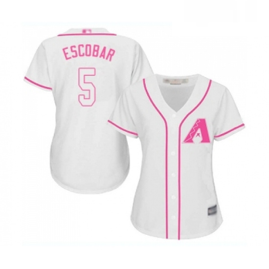 Womens Arizona Diamondbacks 5 Eduardo Escobar Replica White Fashion Baseball Jersey