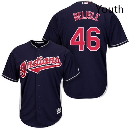 Youth Majestic Cleveland Indians 46 Matt Belisle Replica Navy Blue Alternate 1 Cool Base MLB Jersey