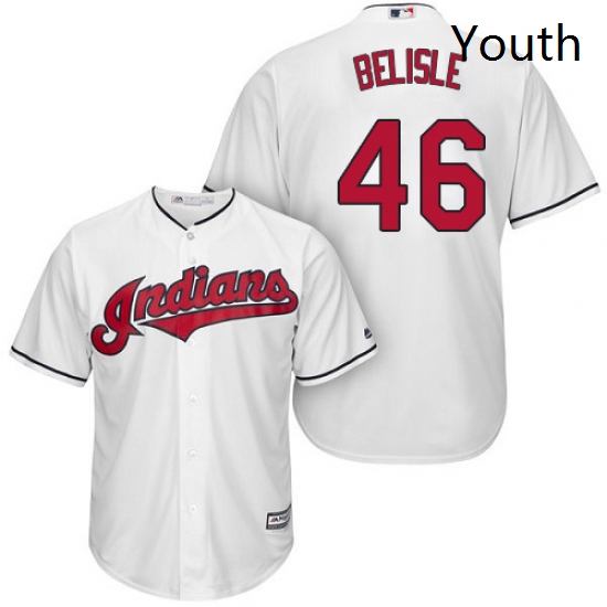 Youth Majestic Cleveland Indians 46 Matt Belisle Authentic White Home Cool Base MLB Jersey