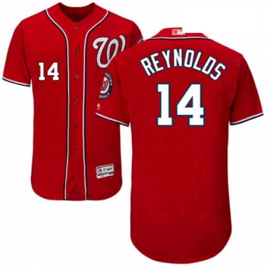 Mens Majestic Washington Nationals 14 Mark Reynolds Red Alternat