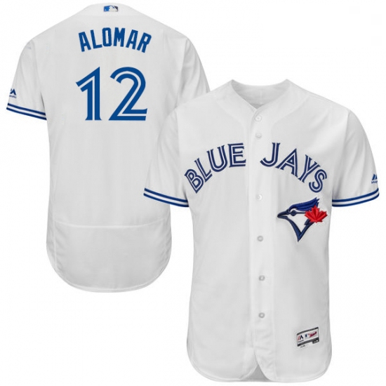 Mens Majestic Toronto Blue Jays 12 Roberto Alomar White Home Flex Base Authentic Collection MLB Jers