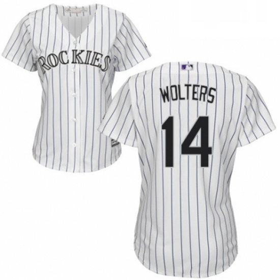 Womens Majestic Colorado Rockies 14 Tony Wolters Replica White Home Cool Base MLB Jersey