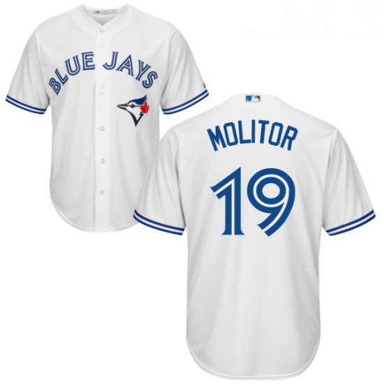 Youth Majestic Toronto Blue Jays 19 Paul Molitor Replica White H
