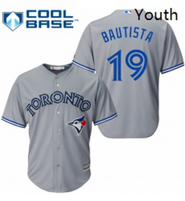 Youth Majestic Toronto Blue Jays 19 Jose Bautista Replica Grey R