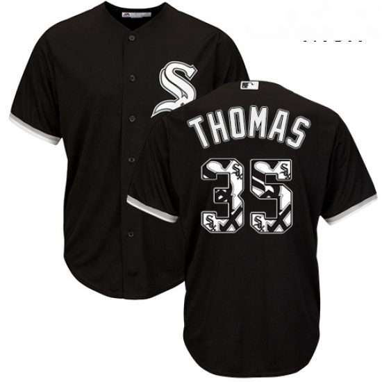 Mens Majestic Chicago White Sox 35 Frank Thomas Authentic Black Team Logo Fashion Cool Base MLB Jers