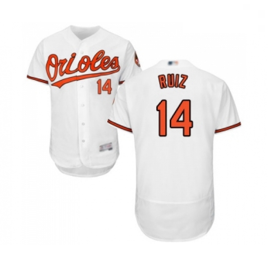 Mens Baltimore Orioles 14 Rio Ruiz White Home Flex Base Authentic Collection Baseball Jersey