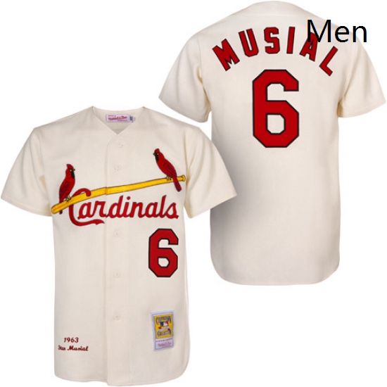 Mens Mitchell and Ness 1963 St Louis Cardinals 6 Stan Musial Aut