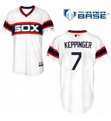 Mens Majestic Chicago White Sox 7 Jeff Keppinger Replica White 2013 Alternate Home Cool Base MLB Jer