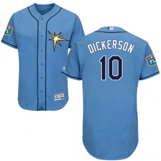 Mens Majestic Tampa Bay Rays 10 Corey Dickerson Light Blue Flexbase Authentic Collection MLB Jersey