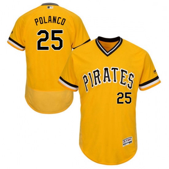 Mens Majestic Pittsburgh Pirates 25 Gregory Polanco Gold Alternate Flex Base Authentic Collection ML