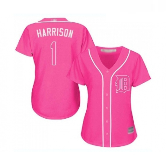 Womens Detroit Tigers 1 Josh Harrison Replica Pink Fashion Cool 