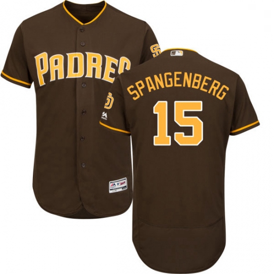Mens Majestic San Diego Padres 15 Cory Spangenberg Brown Alternate Flex Base Authentic Collection ML