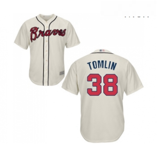 Mens Atlanta Braves 38 Josh Tomlin Replica Cream Alternate 2 Coo