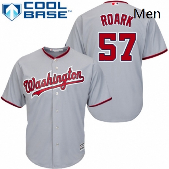 Mens Majestic Washington Nationals 57 Tanner Roark Replica Grey Road Cool Base MLB Jersey