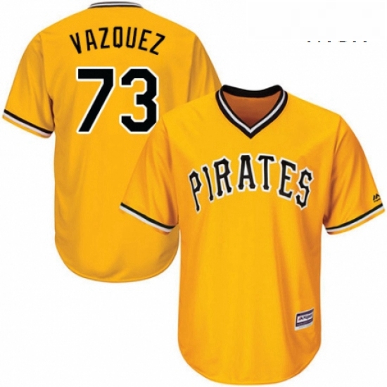 Mens Majestic Pittsburgh Pirates 73 Felipe Vazquez Replica Gold Alternate Cool Base MLB Jersey