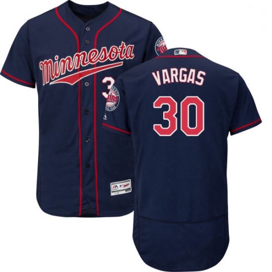 Mens Majestic Minnesota Twins 30 Kennys Vargas Authentic Navy Blue Alternate Flex Base Authentic Col