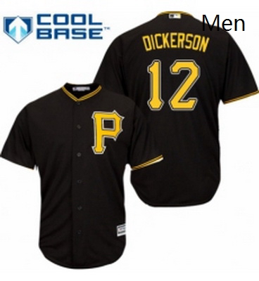 Mens Majestic Pittsburgh Pirates 12 Corey Dickerson Replica Blac