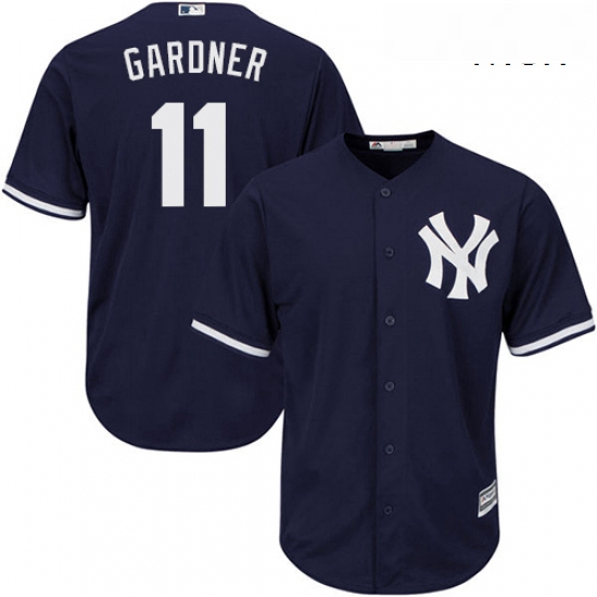 Mens Majestic New York Yankees 11 Brett Gardner Replica Navy Blu