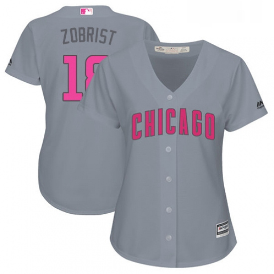 Womens Majestic Chicago Cubs 18 Ben Zobrist Authentic Grey Mothe