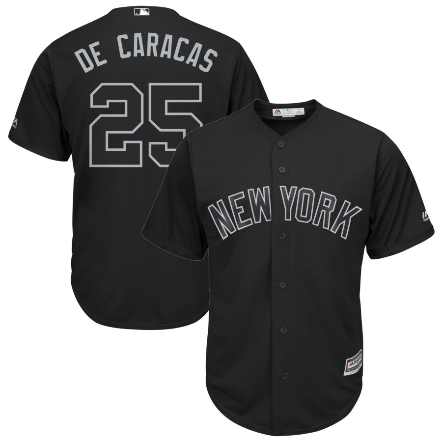 Yankees 25 Gleyber Torres De Caracas Black 2019 Players Weekend 