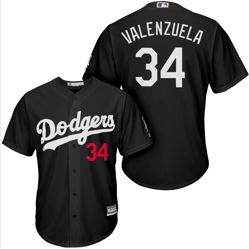 Dodgers 34 Fernando Valenzuela Black Turn Back The Clock Cool Base Jersey