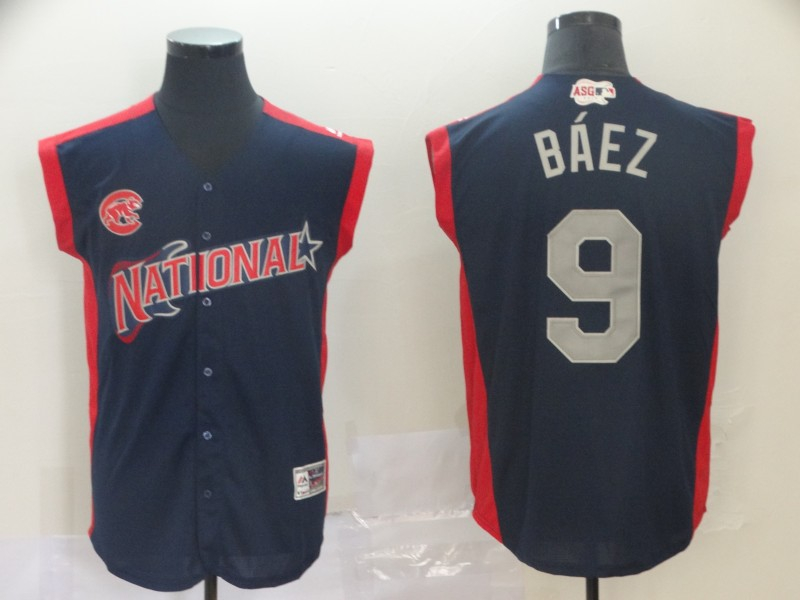 National League 9 Javier Baez Navy 2019 MLB all star Game Workout Player Jersey