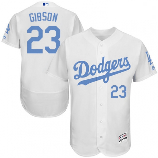 Mens Majestic Los Angeles Dodgers 23 Kirk Gibson Authentic White 2016 Fathers Day Fashion Flex Base 