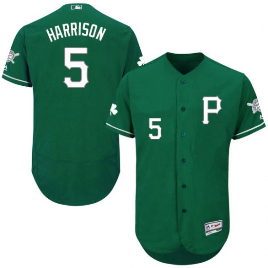 Mens Majestic Pittsburgh Pirates 5 Josh Harrison Green Celtic Flexbase Authentic Collection MLB Jers