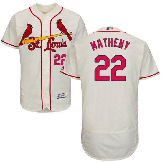 Mens Majestic St Louis Cardinals 22 Mike Matheny Cream Alternate Flex Base Authentic Collection MLB 