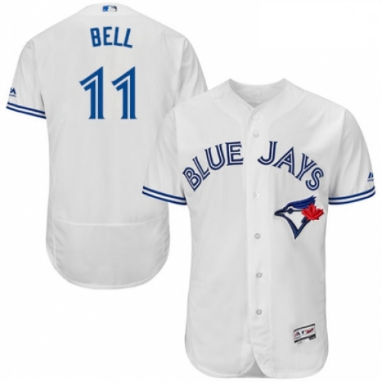 Mens Majestic Toronto Blue Jays 11 George Bell White Home Flex Base Authentic Collection MLB Jersey