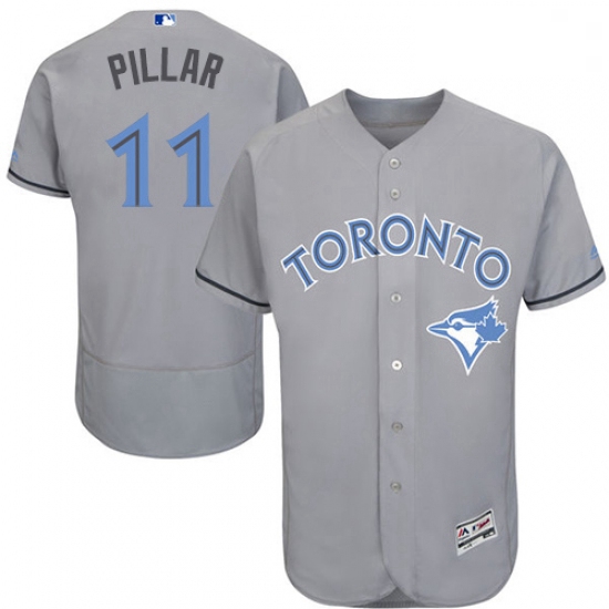 Mens Majestic Toronto Blue Jays 11 Kevin Pillar Authentic Gray 2016 Fathers Day Fashion Flex Base ML