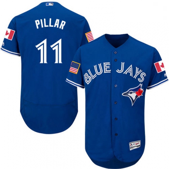 Mens Majestic Toronto Blue Jays 11 Kevin Pillar Authentic Royal Blue Fashion Stars Stripes Flex Base