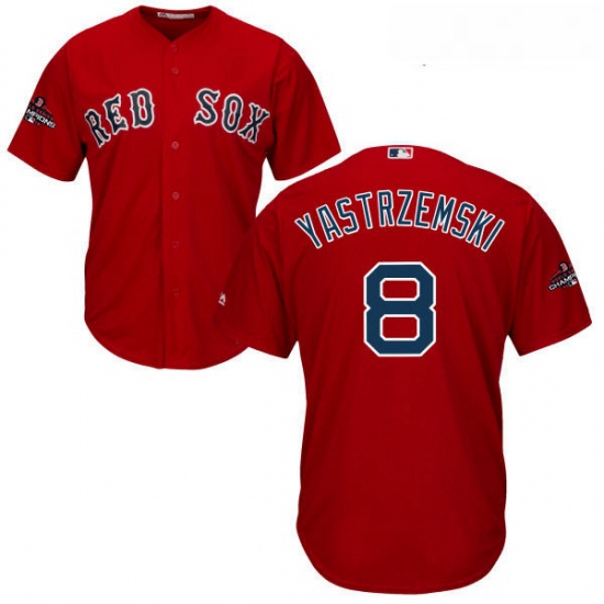 Youth Majestic Boston Red Sox 8 Carl Yastrzemski Authentic Red Alternate Home Cool Base 2018 World S