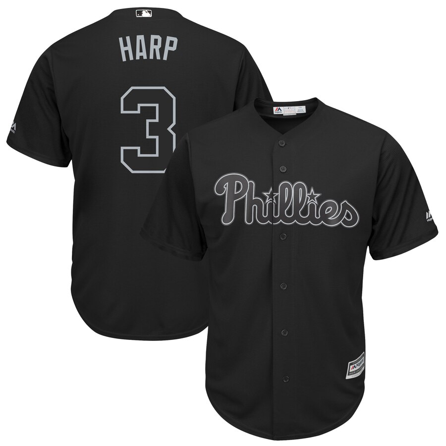 Phillies 3 Bryce Harper Harp Black 2019 Players Weekend Player Jersey (1)