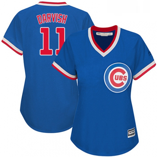 Womens Majestic Chicago Cubs 11 Yu Darvish Replica Royal Blue Cooperstown MLB Jersey