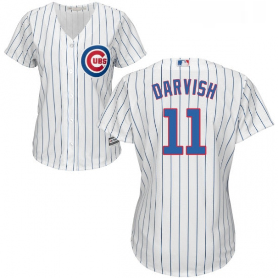 Womens Majestic Chicago Cubs 11 Yu Darvish Replica White Home Cool Base MLB Jersey