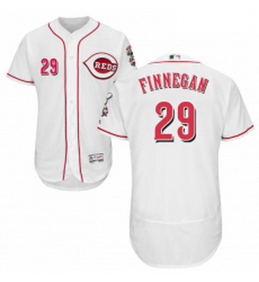 Mens Majestic Cincinnati Reds 29 Brandon Finnegan White Home Flex Base Authentic Collection MLB Jers