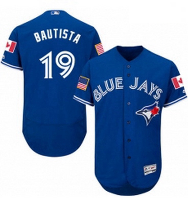 Mens Majestic Toronto Blue Jays 19 Jose Bautista Authentic Royal Blue Fashion Stars Stripes Flex Bas