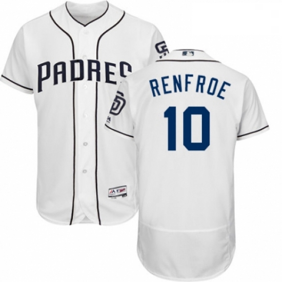 Mens Majestic San Diego Padres 10 Hunter Renfroe White Home Flex Base Authentic Collection MLB Jerse