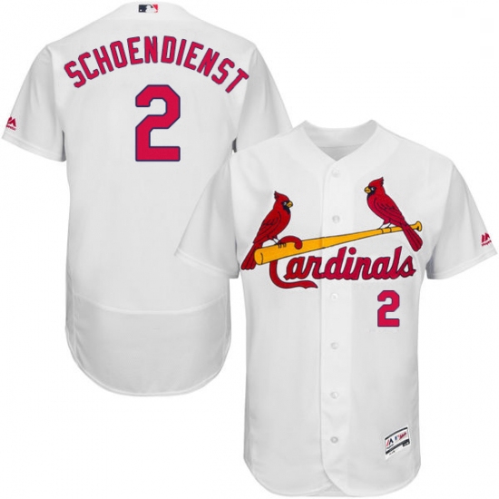 Mens Majestic St Louis Cardinals 2 Red Schoendienst White Home Flex Base Authentic Collection MLB Je