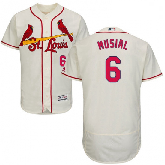 Mens Majestic St Louis Cardinals 6 Stan Musial Cream Alternate Flex Base Authentic Collection MLB Je