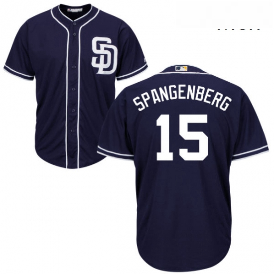 Mens Majestic San Diego Padres 15 Cory Spangenberg Replica Navy Blue Alternate 1 Cool Base MLB Jerse