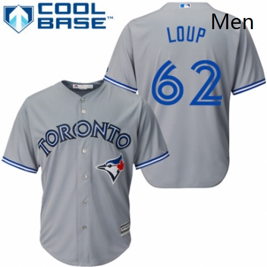 Mens Majestic Toronto Blue Jays 62 Aaron Loup Replica Grey Road MLB Jersey