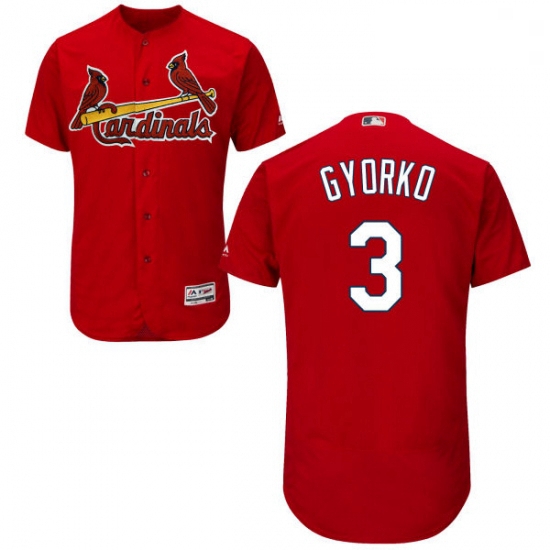 Mens Majestic St Louis Cardinals 3 Jedd Gyorko Red Alternate Flex Base Authentic Collection MLB Jers